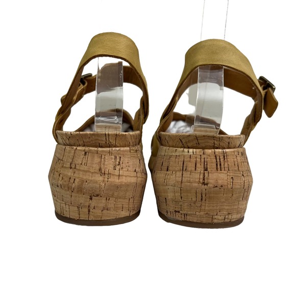 Korks Kalie Cork Platform Wedge Sandal Yellow Leather Ankle Strap Women Sz 10M - Picture 5 of 8